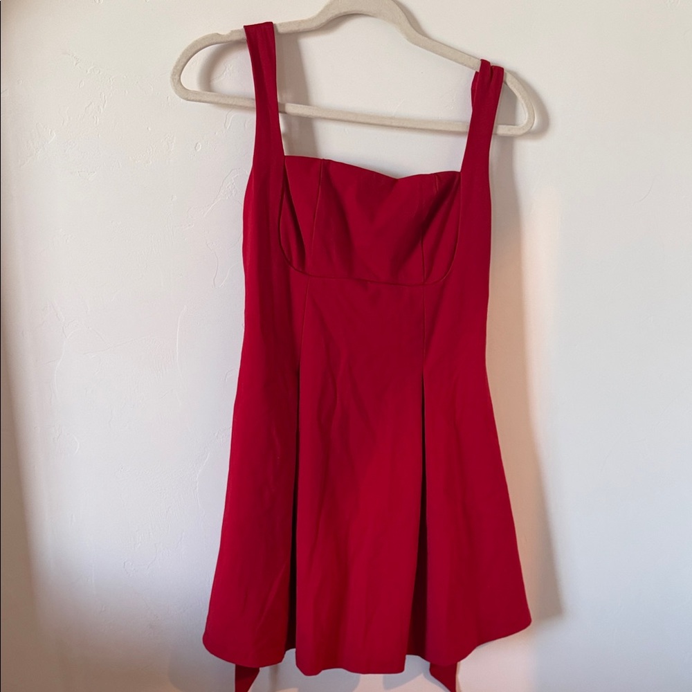 Red Square-Neck Fit & Flare Dress - Women